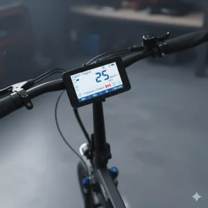 A rider effortlessly using the motor of an affordable folding ebike to climb a steep street in Vancouver.