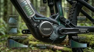 A map-based illustration showing the eMTB shipping and delivery network across Canada, highlighting major hubs from Vancouver to Halifax.