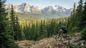 Premium hydraulic disc brakes on a full suspension ebike, ensuring safe stopping power for heavier riders and cargo.