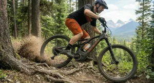 Illustration of a local Canadian bike shop providing service for an XC electric mountain bike under 4000 CAD.