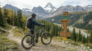 Close-up illustration of fat tire ebike treads designed for Canadian mud, slush, and gravel trails.