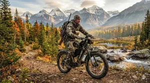 Technical illustration showing battery efficiency of the best hunting ebike in Canadian winter conditions.