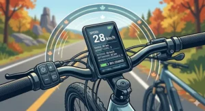 A diagram illustration highlighting the comfortable, upright ergonomic frame geometry of the best hybrid ebike, designed for stable handling on Canadian roads and trails.