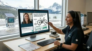 Digital interface showing bilingual English and French technical support for e-bike batteries, ensuring a culturally inclusive cross Canada ebike battery strategy.