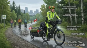 Ergonomic posture and comfort features for an electric bike for a cross-Canada trip. / Posture ergonomique et caractéristiques de confort pour un vélo électrique lors d'un voyage à travers le Canada.
