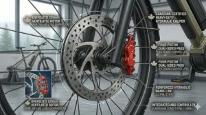 Illustration of safety braking system on a high-capacity electric bicycle.
