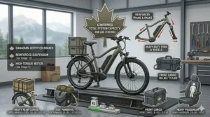 Icon showing cargo load limits for an electric bike with 350 lbs capacity.