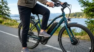 Illustration of a low-step frame design making it easy for seniors to mount and dismount safely.