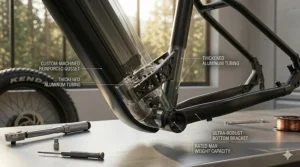 Reinforced aluminum frame designed for maximum rider weight capacity.