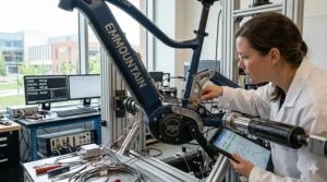 Engineer testing the durability of the strongest frame electric bike design.