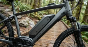 Sleek frame and integrated battery design of a modern 75nm torque electric bike built for all-season use.