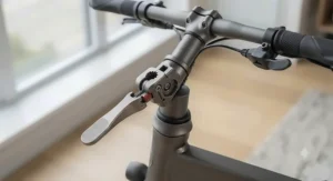 Diagram of a quick-release handlebar stem featuring a reliable folding ebike mechanism for compact storage.