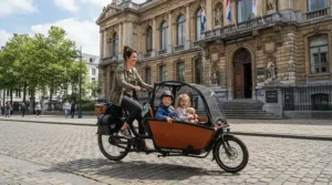 Bakfiets style evaluation in a front-load vs longtail cargo e-bike feature in Ottawa